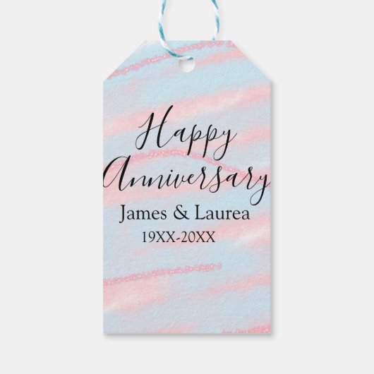 Happy anniversary wedding name date year pastel  ギフトタグ (裏面)