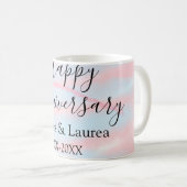 Happy anniversary wedding name date year pastel  コーヒーマグカップ (正面右)