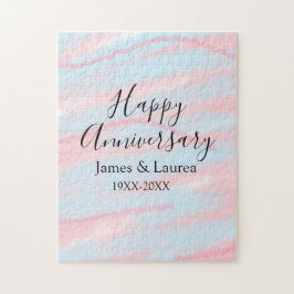 Happy anniversary wedding name date year pastel  ジグソーパズル
