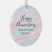 Happy anniversary wedding name date year pastel  セラミックオーナメント (右)