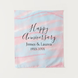 Happy anniversary wedding name date year pastel  タペストリー