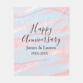 Happy anniversary wedding name date year pastel  フリースブランケット
