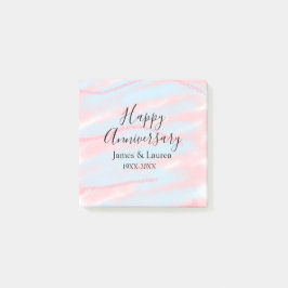 Happy anniversary wedding name date year pastel  ポストイット