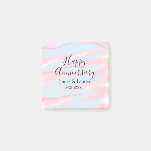 Happy anniversary wedding name date year pastel  ポストイット (正面)
