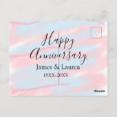 Happy anniversary wedding name date year pastel  ポストカード (裏面)