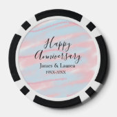 Happy anniversary wedding name date year pastel  ポーカーチップ (裏面)