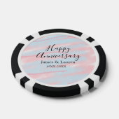 Happy anniversary wedding name date year pastel  ポーカーチップ (シングル)