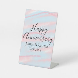 Happy anniversary wedding name date year pastel  台座サイン