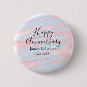 Happy anniversary wedding name date year pastel  缶バッジ (正面)