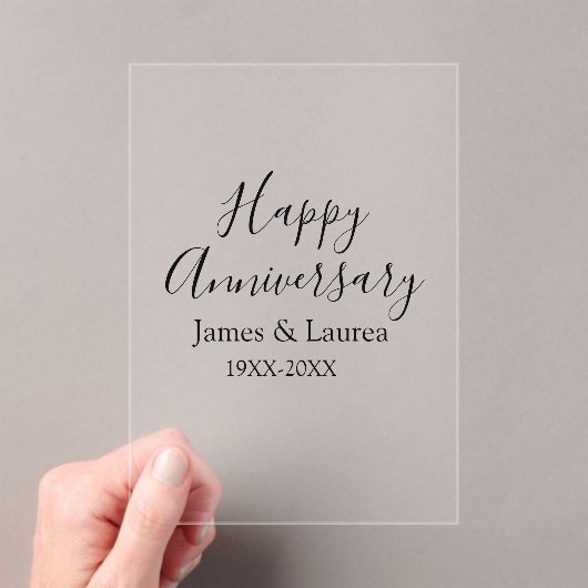 Happy anniversary wedding name date year simple mi アクリル招待状 (インサイチュ (ポータブル))