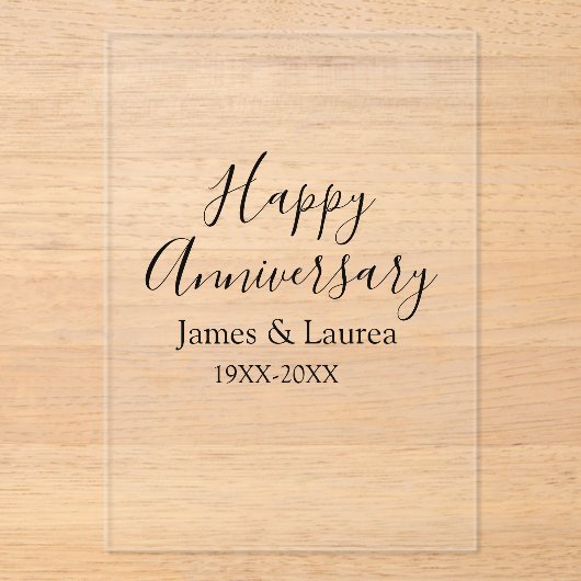 Happy anniversary wedding name date year simple mi アクリル招待状 (正面)