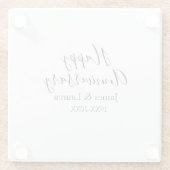 Happy anniversary wedding name date year simple mi ガラスコースター (裏面)