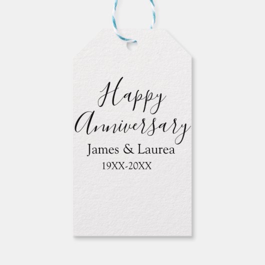 Happy anniversary wedding name date year simple mi ギフトタグ (裏面)