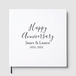 Happy anniversary wedding name date year simple mi ゲストブック