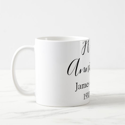 Happy anniversary wedding name date year simple mi コーヒーマグカップ (左)