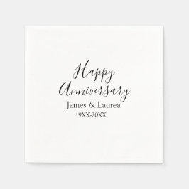 Happy anniversary wedding name date year simple mi スタンダードカクテルナプキン