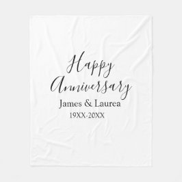 Happy anniversary wedding name date year simple mi フリースブランケット
