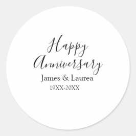 Happy anniversary wedding name date year simple mi ラウンドシール