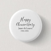 Happy anniversary wedding name date year simple mi 缶バッジ (正面)
