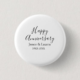 Happy anniversary wedding name date year simple mi 缶バッジ