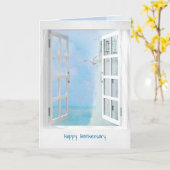 Happy Anniversyオープンウィンドウ(灯台付き) カード (黄色い花)