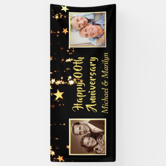 Happy Any Anniversary |星 |その後と今の写真 横断幕 (縦)