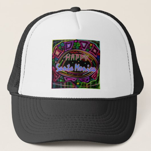Happy Art: "Happy Santa Monica" Hat キャップ (正面)