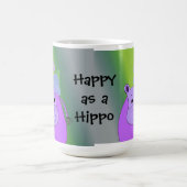 Happy as a Hippo - 紫色のカバ コーヒーマグカップ (中央)