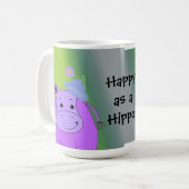 Happy as a Hippo - 紫色のカバ コーヒーマグカップ (正面左)