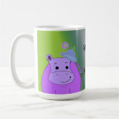 Happy as a Hippo - 紫色のカバ コーヒーマグカップ (左)