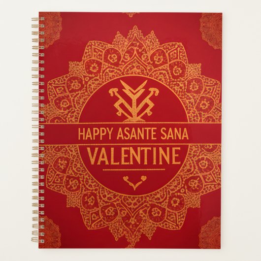 Happy Asante Sana Valentine's Day 2026  Red & Gold プランナー手帳 (正面)