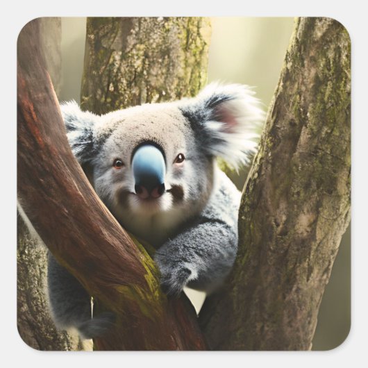 Happy Australian Koala In Tree,スタンプ スクエアシール (正面)