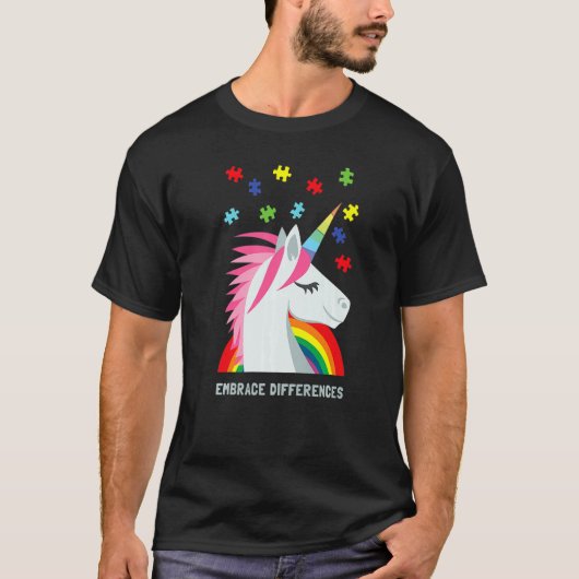 Happy Autism Awareness Women Youth Men Unicorn Puz Tシャツ (正面)