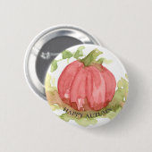 Happy Autumn Pink Pumpkin Halloween 缶バッジ (正面&裏面)