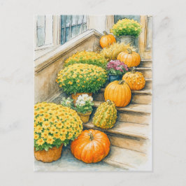 Happy Autumn Thanksgiving Pumpkin Postcard ポストカード