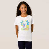 Happy Axolotl with Boba Tea – Cute Kawaii Bubble T Tシャツ (正面フル)