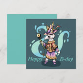 Happy B-day birthday kaart fantasie wolfje (正面/裏面)