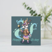 Happy B-day birthday kaart fantasie wolfje (スタンド正面)
