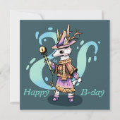Happy B-day birthday kaart fantasie wolfje (正面)
