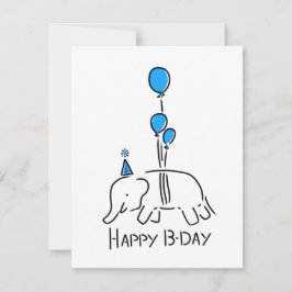 Happy b day olifant blauw ballonnen  シーズンカード