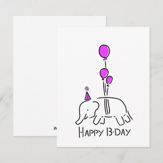 Happy b day olifant rose シーズンカード (正面/裏面)