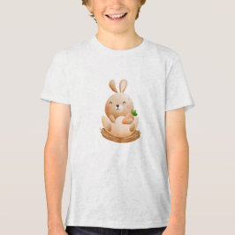 Happy Baby Bunny in Egg Illustration トライブレンドＴシャツ