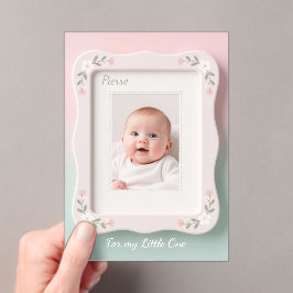 Happy Baby Floral Pink Green Frame アクリル招待状