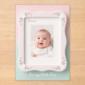 Happy Baby Floral Pink Green Frame アクリル招待状 (正面)