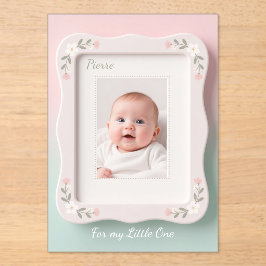 Happy Baby Floral Pink Green Frame アクリル招待状