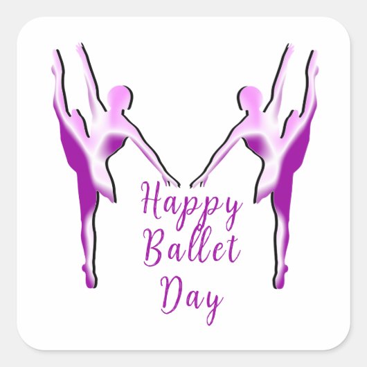 Happy Ballet Day スクエアシール (正面)