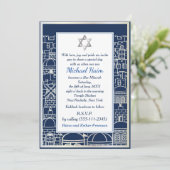 Happy Bar Mitzvah 20XX Tefillin Stylish 招待状 (スタンド正面)