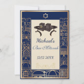 Happy Bar Mitzvah Jerusalem Kotel Tefillin Gold  招待状 (正面)