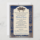 Happy Bar Mitzvah Jerusalem Kotel Tefillin Gold  招待状 (裏面)