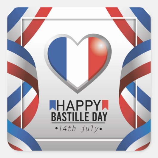 Happy Bastille Day - 14th July スクエアシール (正面)